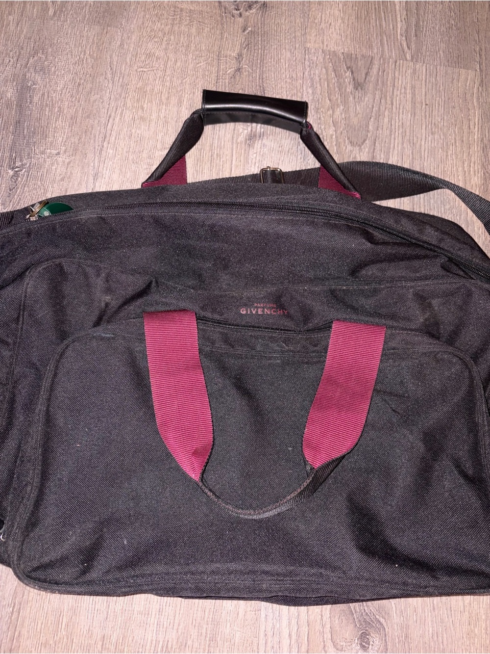 Givenchy Black Duffel with Burgundy Handles